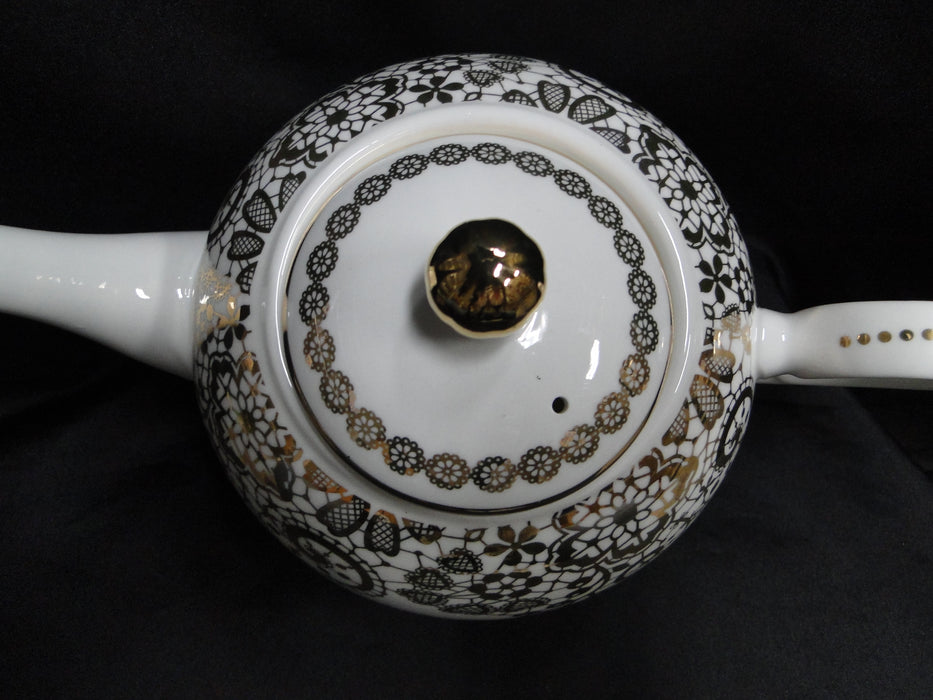 Grace's Teaware White w/ Gold Design: Teapot & Lid, 6"
