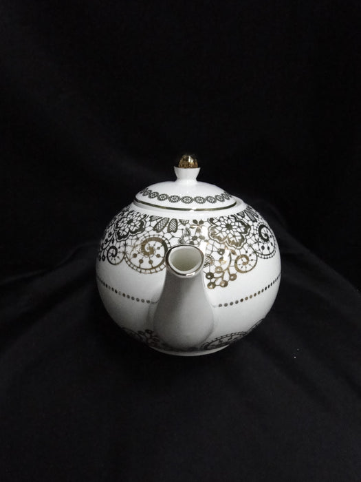 Grace's Teaware White w/ Gold Design: Teapot & Lid, 6"