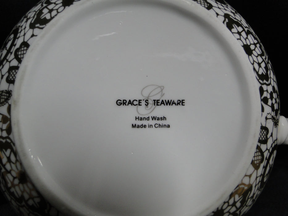 Grace's Teaware White w/ Gold Design: Teapot & Lid, 6"