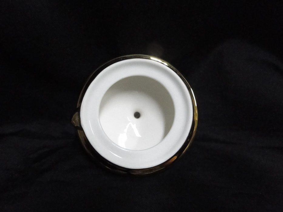 10 Strawberry Street Blue Leaves on White, Gold Spout & Lid: Teapot & Lid 5 3/4"
