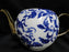 10 Strawberry Street Blue Leaves on White, Gold Spout & Lid: Teapot & Lid 5 3/4"