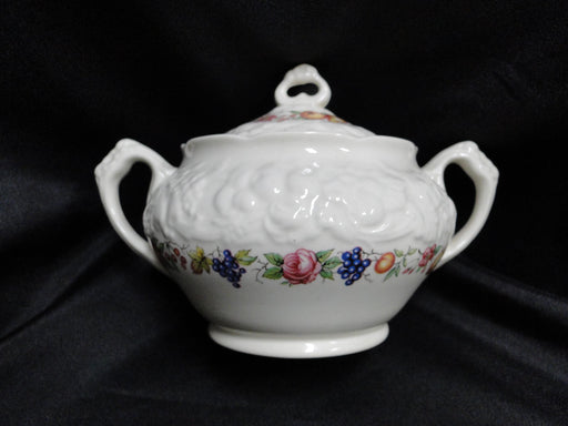 Crown Ducal Florentine Garden, Fruit: Sugar Bowl & Lid, 4", Crazing