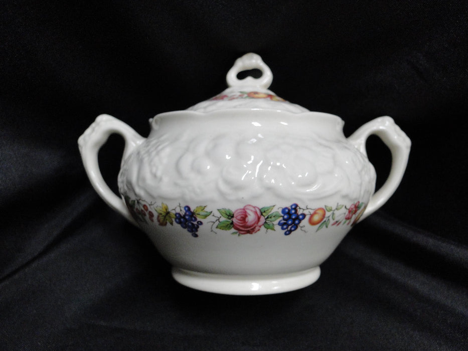 Crown Ducal Florentine Garden, Fruit: Sugar Bowl & Lid, 4", Crazing