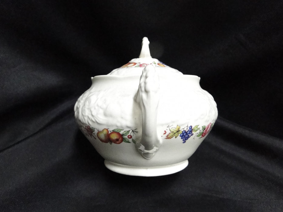 Crown Ducal Florentine Garden, Fruit: Sugar Bowl & Lid, 4", Crazing