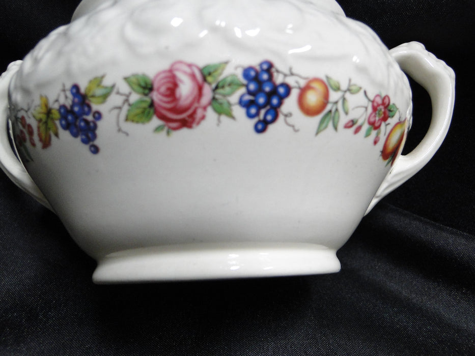 Crown Ducal Florentine Garden, Fruit: Sugar Bowl & Lid, 4", Crazing