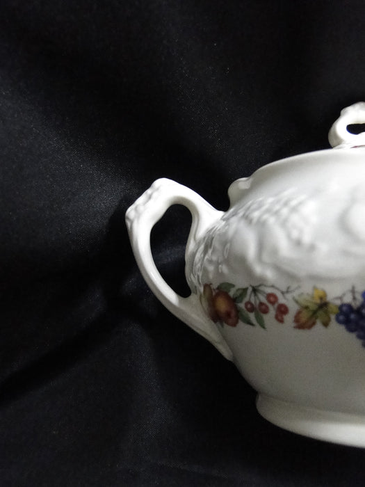 Crown Ducal Florentine Garden, Fruit: Sugar Bowl & Lid, 4", Crazing