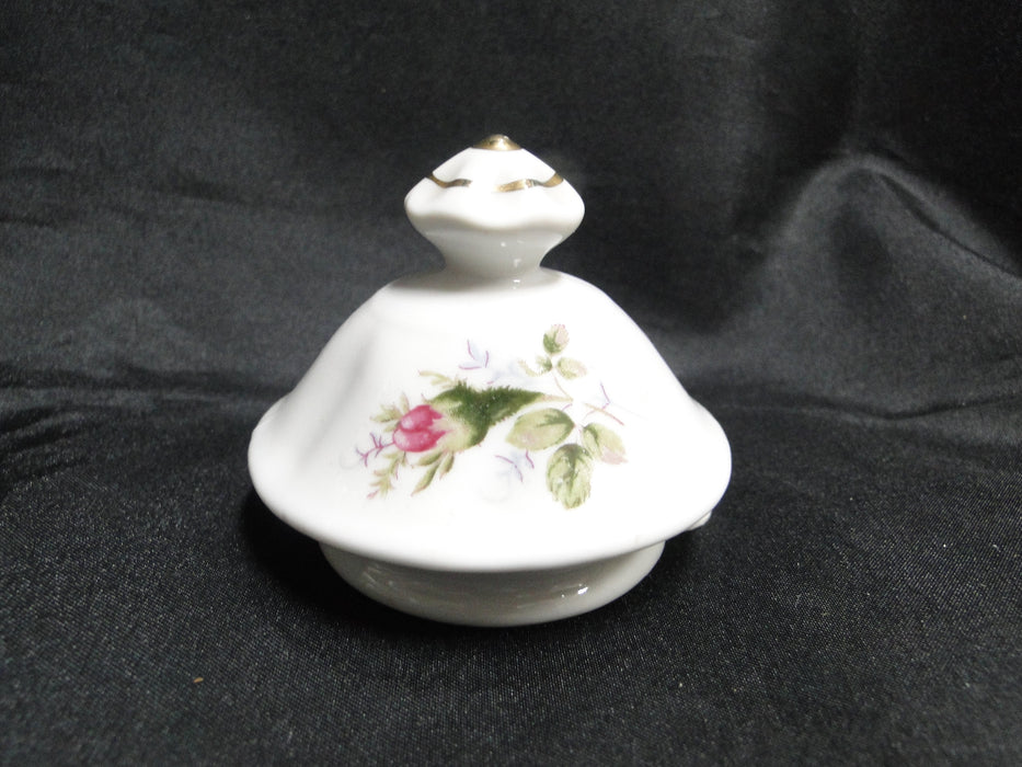White w/ Pink Moss Rose, Gold Trim: Coffee Pot & Lid, 8 1/4" Tall