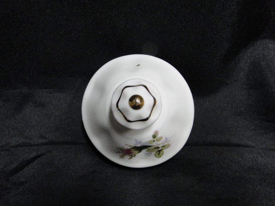 White w/ Pink Moss Rose, Gold Trim: Coffee Pot & Lid, 8 1/4" Tall
