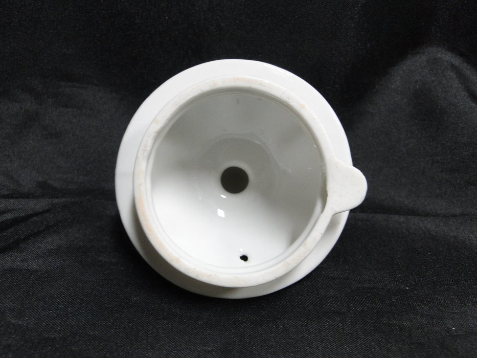 White w/ Pink Moss Rose, Gold Trim: Coffee Pot & Lid, 8 1/4" Tall