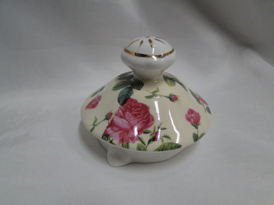 Coastline Imports Gracie China Pink Roses on Pale Yellow: Teapot & Lid, 6"
