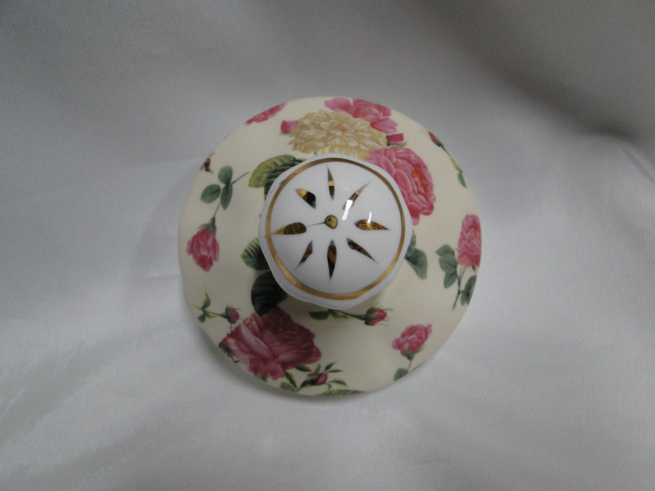 Coastline Imports Gracie China Pink Roses on Pale Yellow: Teapot & Lid, 6"