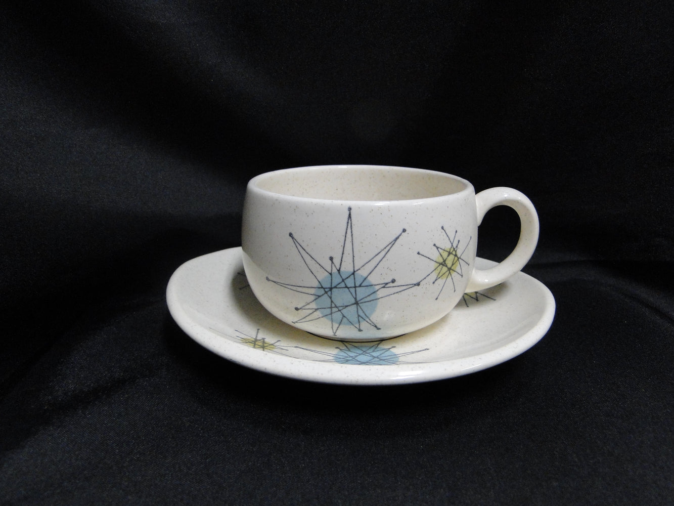 Franciscan Starburst, Atomic Star Design, MCM: Cup & Saucer Set (s), 2 1/4"