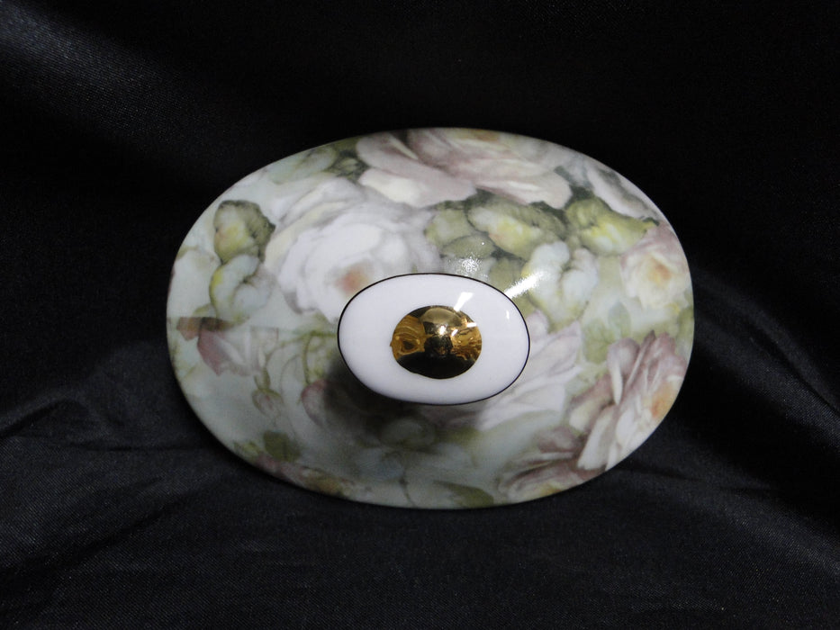 Grace's Teaware White Roses & Green Leaves: Teapot & Lid, 6 1/8"Tall