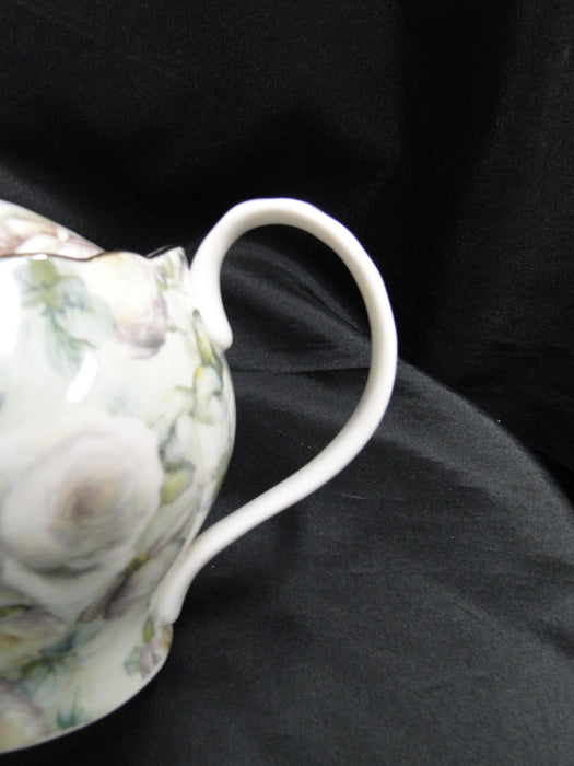 Grace's Teaware White Roses & Green Leaves: Teapot & Lid, 6 1/8"Tall