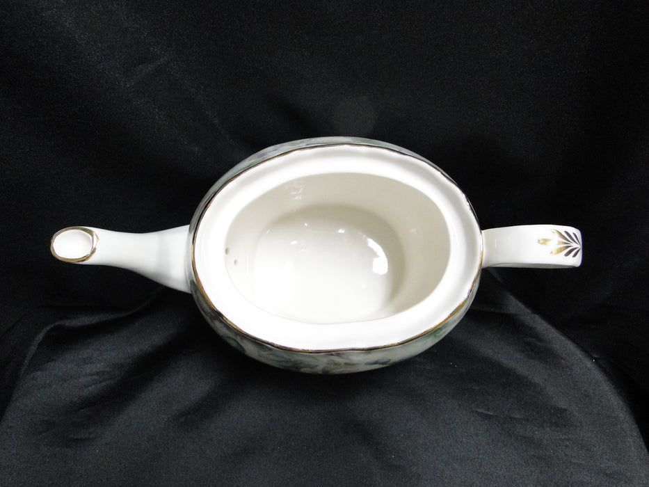 Grace's Teaware White Roses & Green Leaves: Teapot & Lid, 6 1/8"Tall
