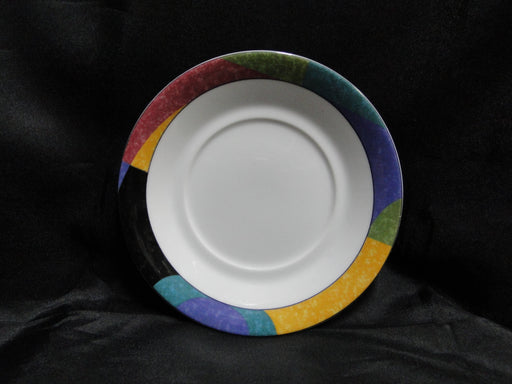 Mikasa Currents, Multicolor Geometric Rim: 6" Saucer Only, No Cup
