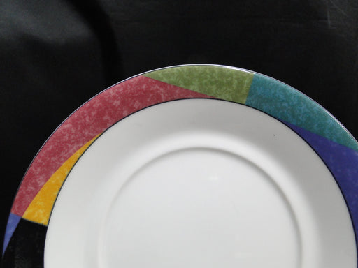 Mikasa Currents, Multicolor Geometric Rim: 6" Saucer Only, No Cup