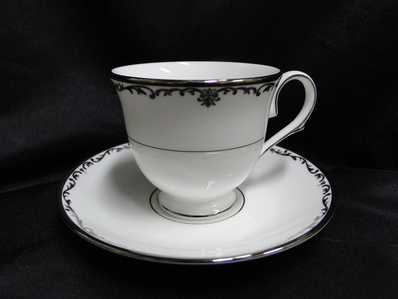 Lenox Coronet Platinum, Platinum Scrolls: Cup & Saucer Set (s), 3" Tall