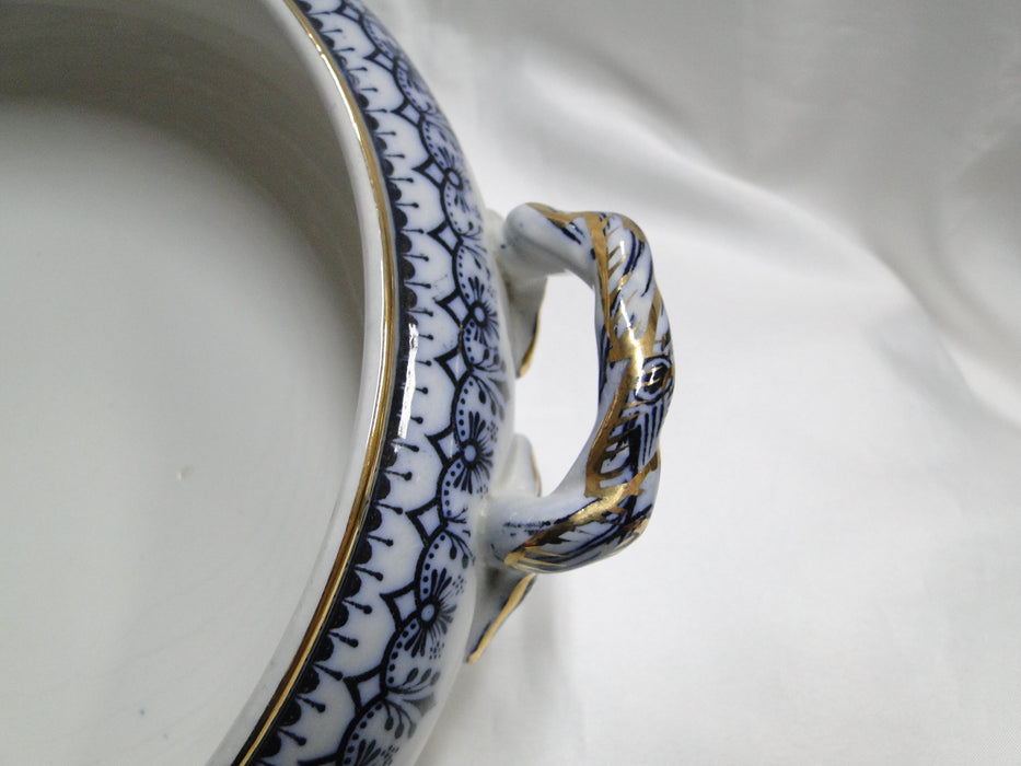 Keeling Croxton, Flow Blue, Antique: Round Serving Bowl, No Lid, Crazing