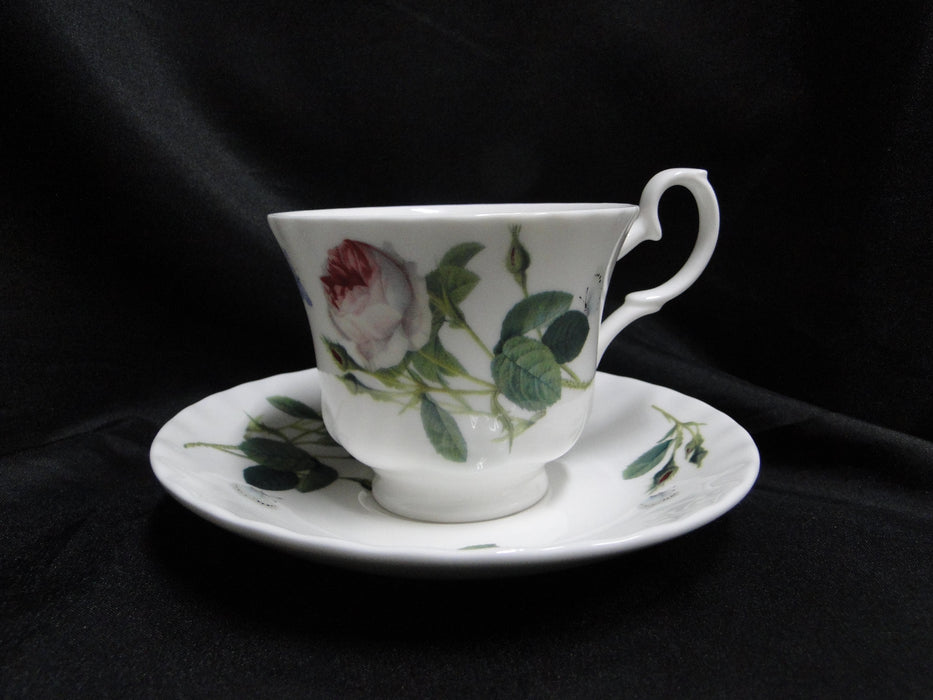 Roy Kirkham, White w/ Redoute Roses: Cup & Saucer Set (s), 2 7/8", No Gold Trim