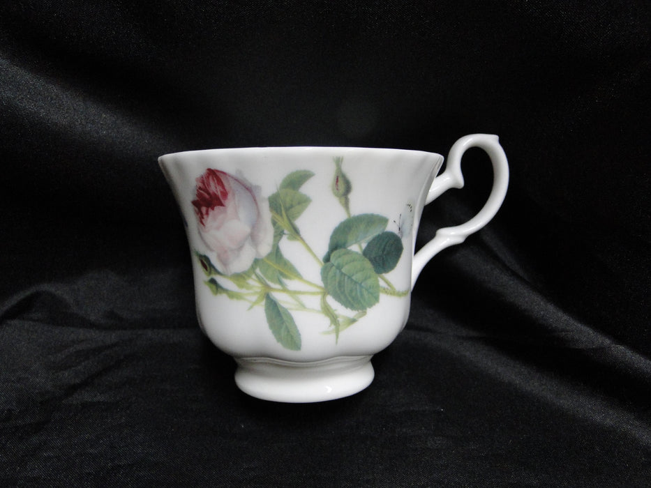 Roy Kirkham, White w/ Redoute Roses: Cup & Saucer Set, 2 7/8", Gold Trim