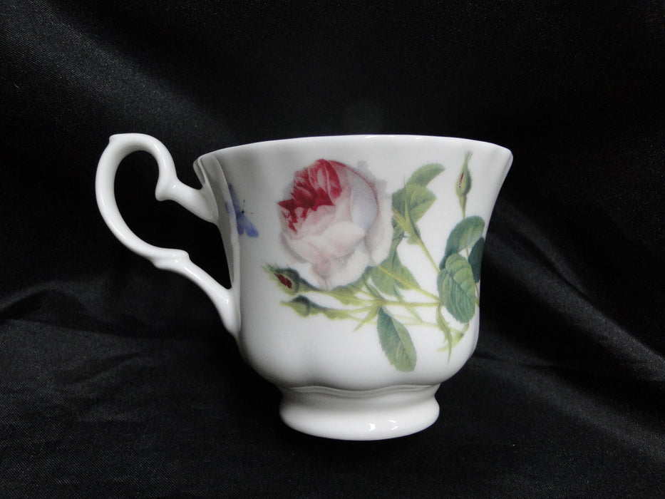 Roy Kirkham, White w/ Redoute Roses: Cup & Saucer Set, 2 7/8", Gold Trim