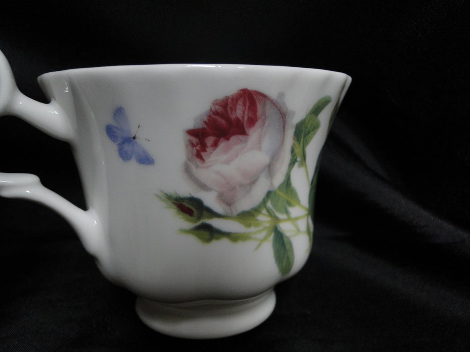Roy Kirkham, White w/ Redoute Roses: Cup & Saucer Set, 2 7/8", Gold Trim