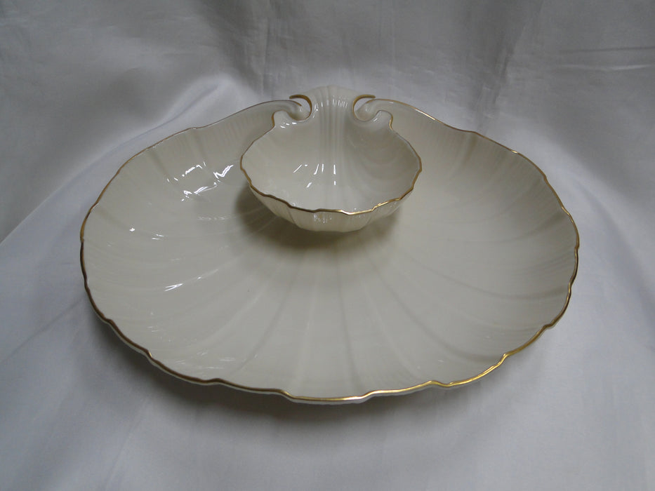 Lenox Aegean, Ivory, Seashell Shaped, Gold: 1-Piece Chip & Dip Tray, 12"