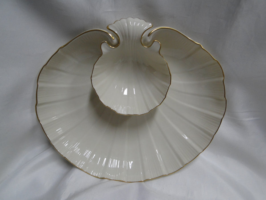 Lenox Aegean, Ivory, Seashell Shaped, Gold: 1-Piece Chip & Dip Tray, 12"