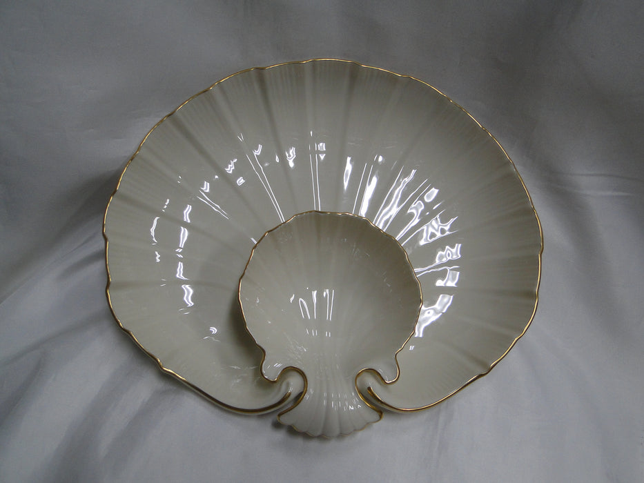 Lenox Aegean, Ivory, Seashell Shaped, Gold: 1-Piece Chip & Dip Tray, 12"