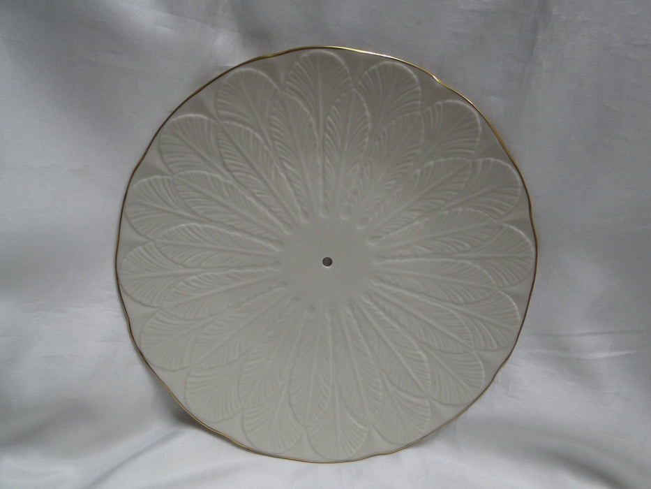 Lenox Greenfield, Ivory, Embossed Feathers: Two Tiered Serving Tray, 9 1/2"