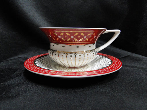 Grace's Teaware Colored Band: Red Cup & Saucer Set (s), 2 1/4" Tall