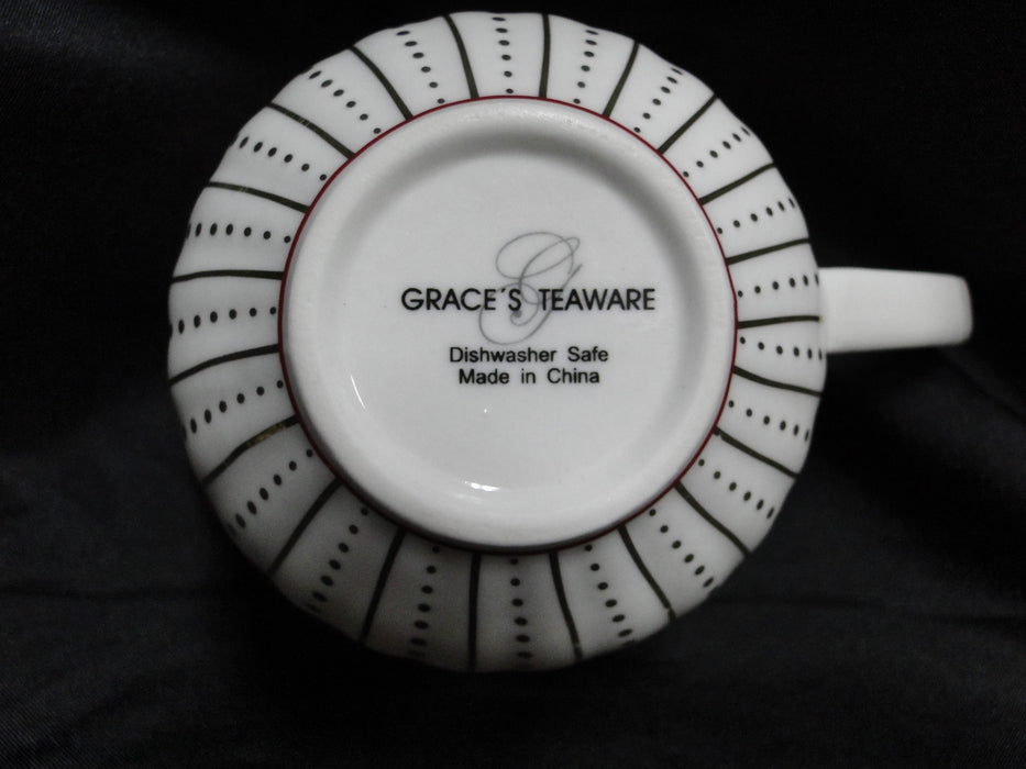 Grace's Teaware Colored Band: Red Cup & Saucer Set (s), 2 1/4" Tall