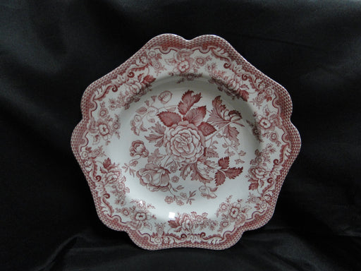 Spode Archive Collection Cranberry: Luncheon Plate, British Flowers Rosa, 9 3/4"