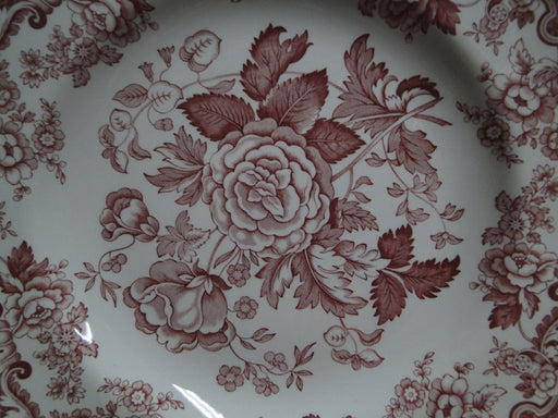 Spode Archive Collection Cranberry: Luncheon Plate, British Flowers Rosa, 9 3/4"