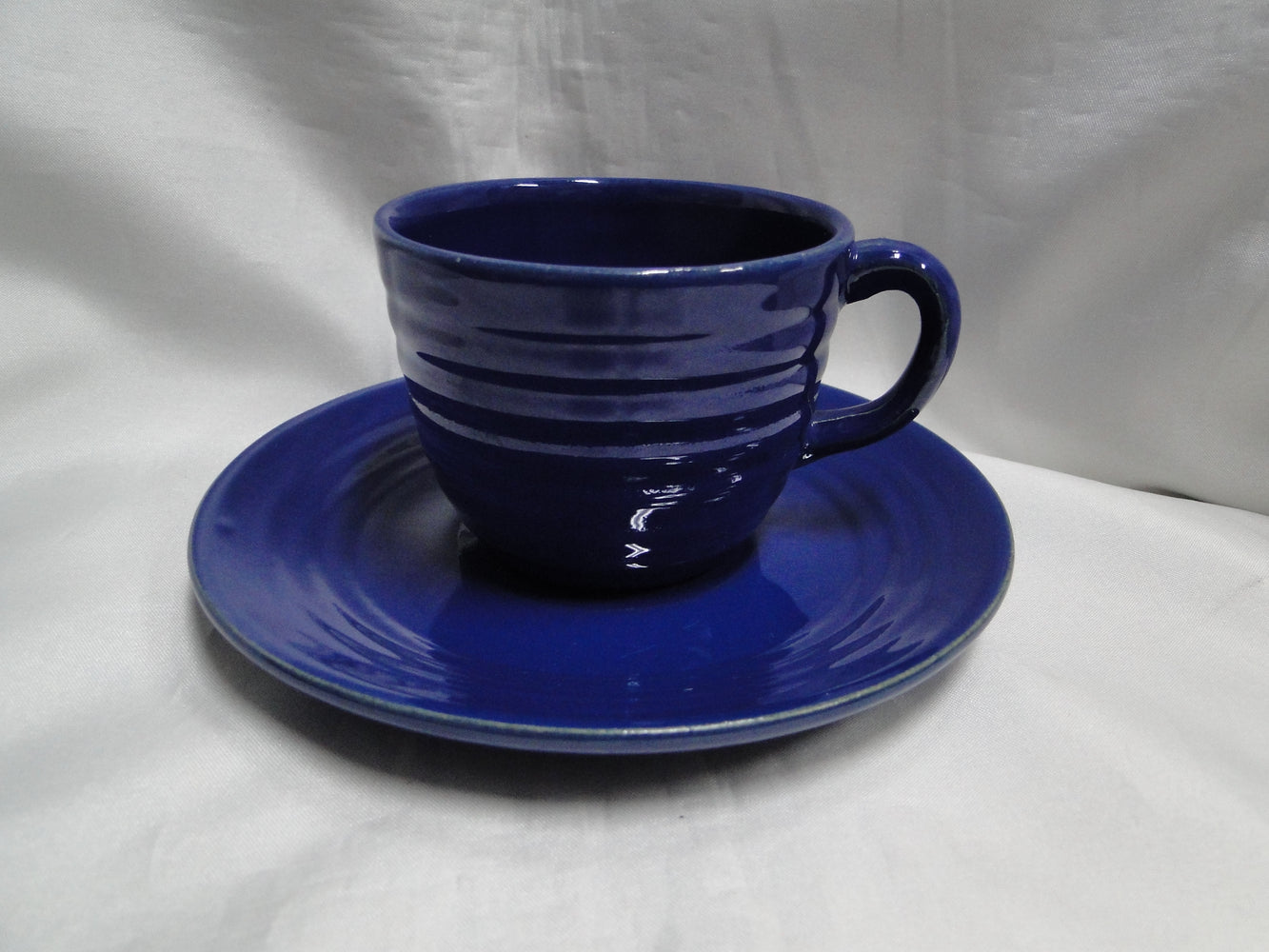 Bauer Ring Cobalt Blue (Old): Cup & Saucer Set, 2 1/2" Tall, Round Handle