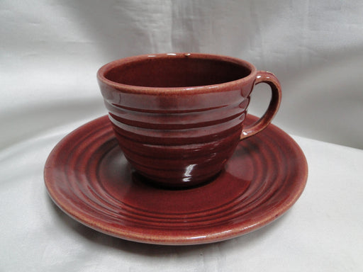 Bauer Ring Burgundy (Old): Cup & Saucer Set, 2 1/2" Tall, Round Handle