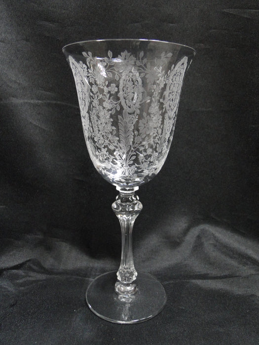 Tiffin June Night, 17392, Clear, Etched: Water or Wine Goblet (s), 7 7/8" Tall