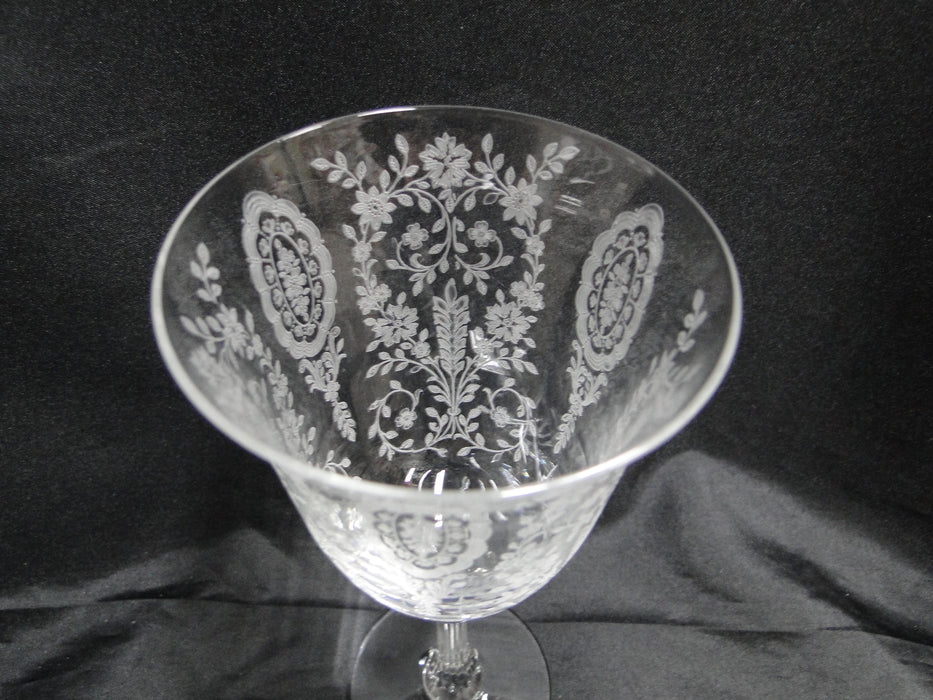 Tiffin June Night, 17392, Clear, Etched: Water or Wine Goblet (s), 7 7/8" Tall