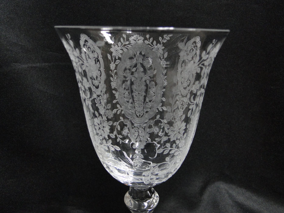 Tiffin June Night, 17392, Clear, Etched: Water or Wine Goblet (s), 7 7/8" Tall