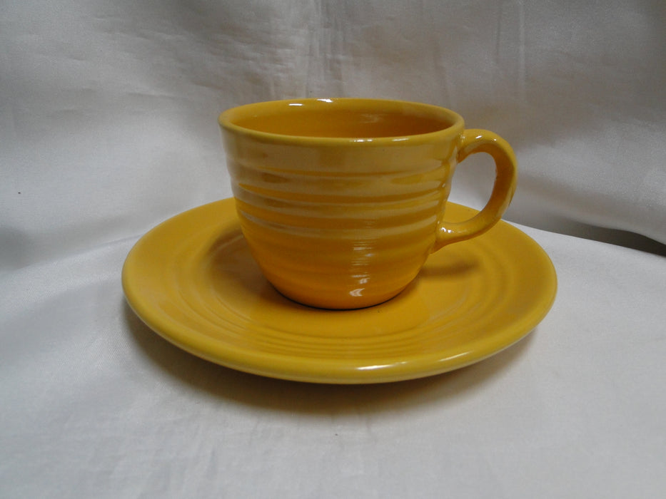 Bauer Ring Yellow (Old): Cup & Saucer Set, 2 1/2" Tall, Round Handle