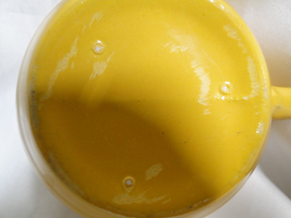 Bauer Ring Yellow (Old): Cup & Saucer Set, 2 1/2" Tall, Round Handle