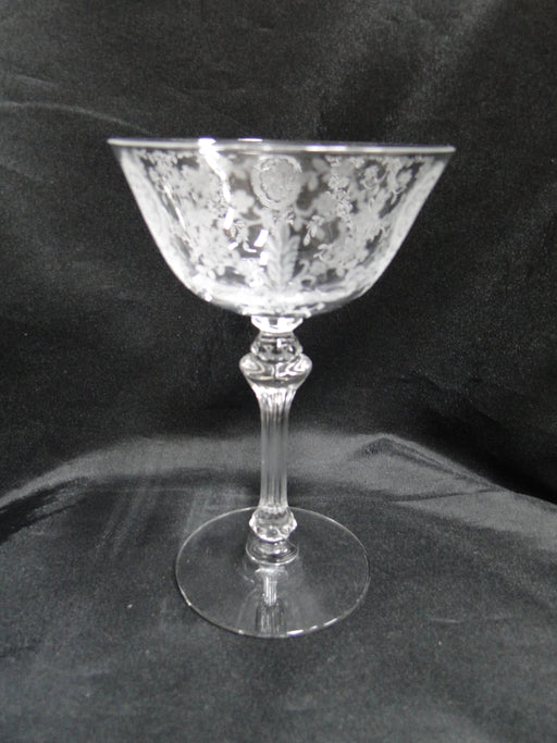 Tiffin June Night, 17392, Clear, Etched: Champagne / Sherbet (s), 6" Tall