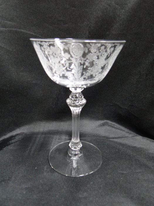 Tiffin June Night, 17392, Clear, Etched: Champagne / Sherbet (s), 6" Tall