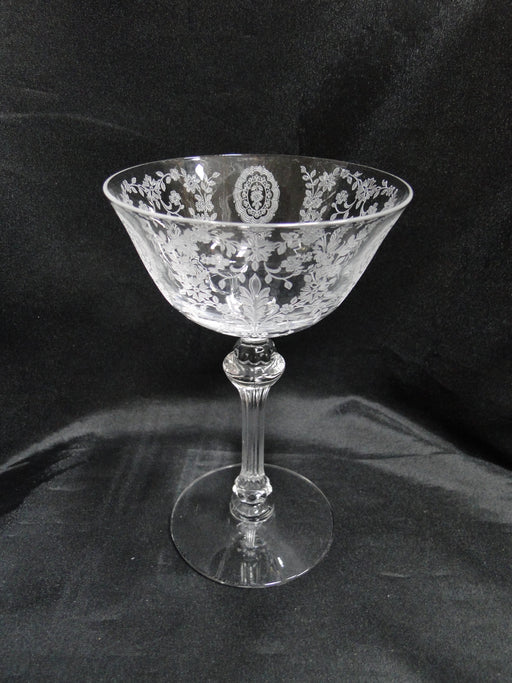Tiffin June Night, 17392, Clear, Etched: Champagne / Sherbet (s), 6" Tall