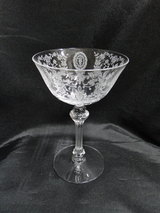 Tiffin June Night, 17392, Clear, Etched: Champagne / Sherbet (s), 6" Tall