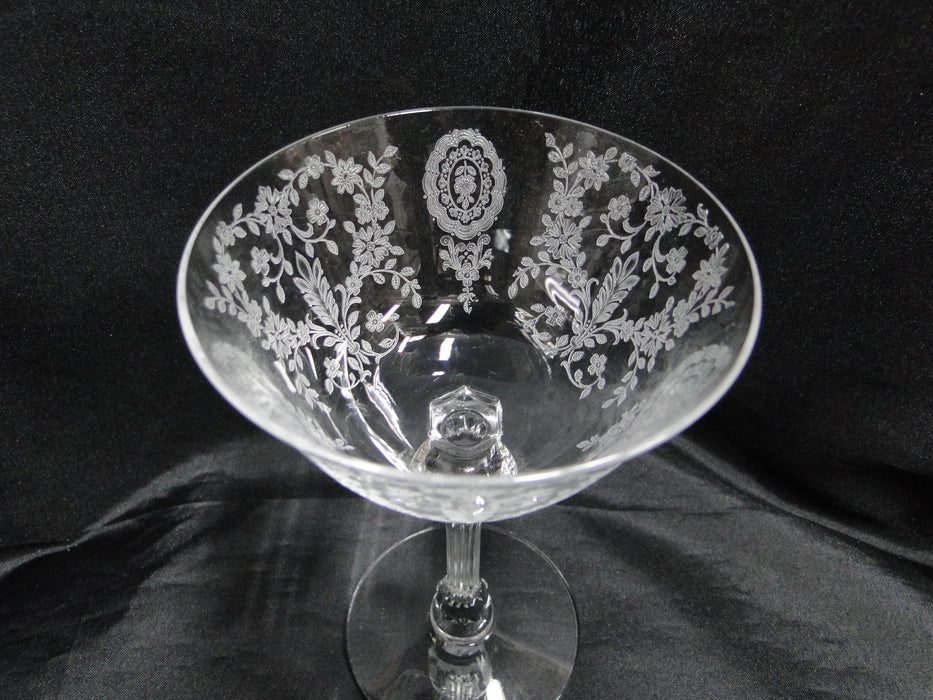 Tiffin June Night, 17392, Clear, Etched: Champagne / Sherbet (s), 6" Tall