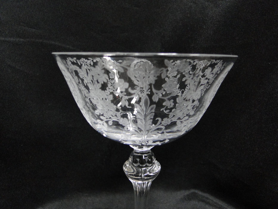 Tiffin June Night, 17392, Clear, Etched: Champagne / Sherbet (s), 6" Tall