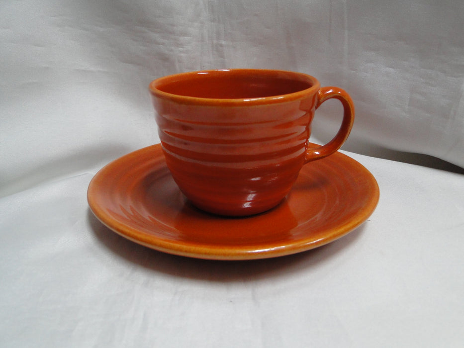 Bauer Ring Orange (Old): Cup & Saucer Set, 2 1/2" Tall, Round Handle