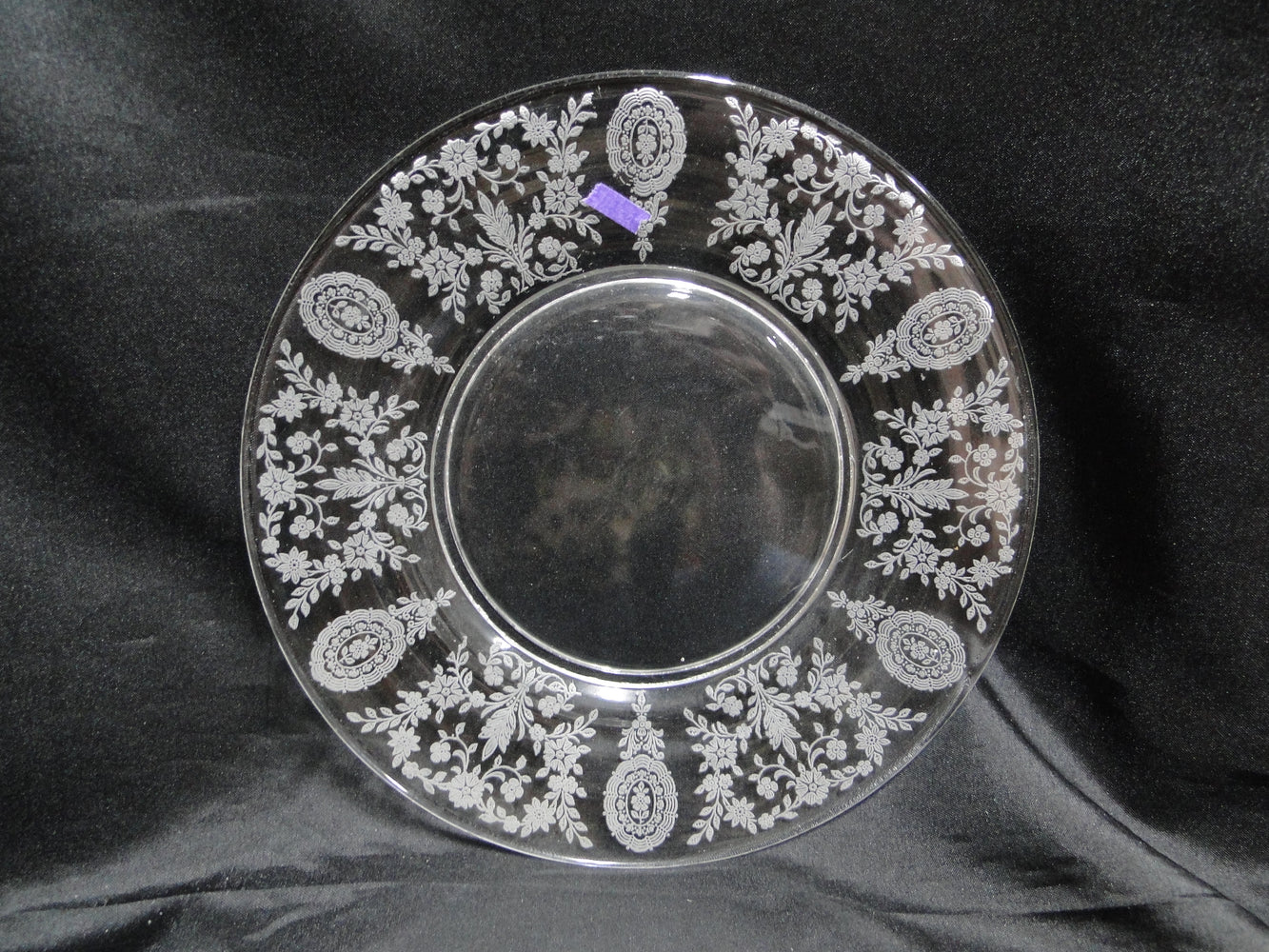 Tiffin June Night, Clear, Etched: Luncheon Plate (s), 8 1/8", As Is